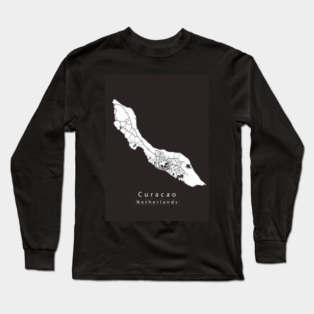 Curacao Netherlands Island Map Long Sleeve T-Shirt by Robin-Niemczyk